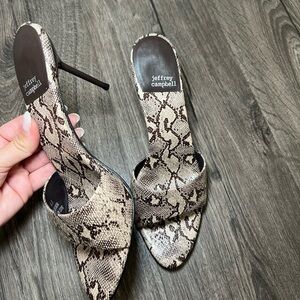 Jeffrey Campbell CE-SOIRE Stiletto Heels Beige Brown Snake